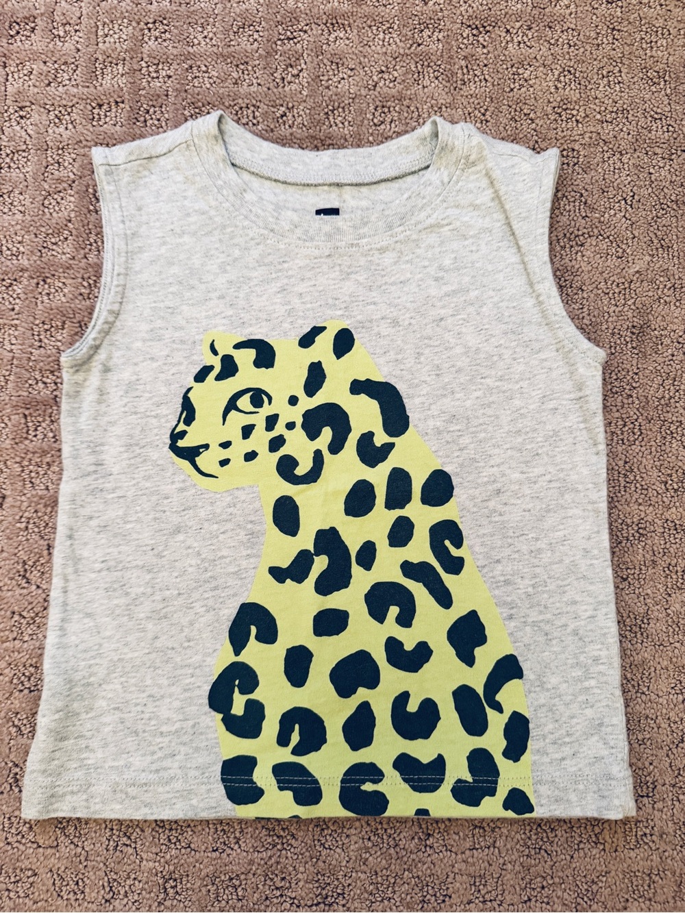 Kids Sleeveless Graphic Tank Top with Leopard Print